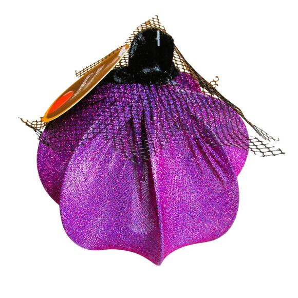 Seasonal Collection LED Lighted Pumpkin Metal Wire with Purple Fabric Battery - Picture 2 of 3